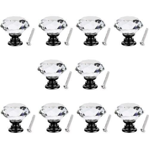 10pcs Elegant Crystal Drawer Knobs Cabinet Dresser Cabinets Door Handles, Diamond Shaped