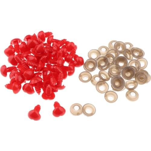 100pcs dolls nose 2 colors 12mm Plastic Safety Nose DIY Supplies for Stuffed Plush Toy for Bear Stuffed Toy doll Accs Pink&Red