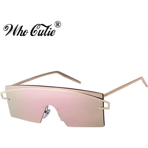 2018 Oversized Rimless Sunglasses Women Retro Vintage Big Square One Piece Frame Rectangular Sun Glasses Mono Lens Shades OM634