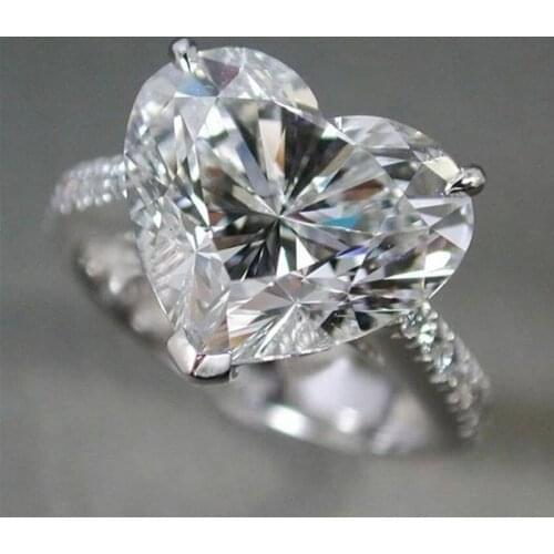 2020 New 925 Silver 10x10mm Heart Cut SONA Stone Female Senior Simulation Diamond Wedding Ring