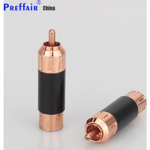 4PCS High Quality Red Copper Plated RCA Audio Plug HIFI Interconnect Cable Male Plug