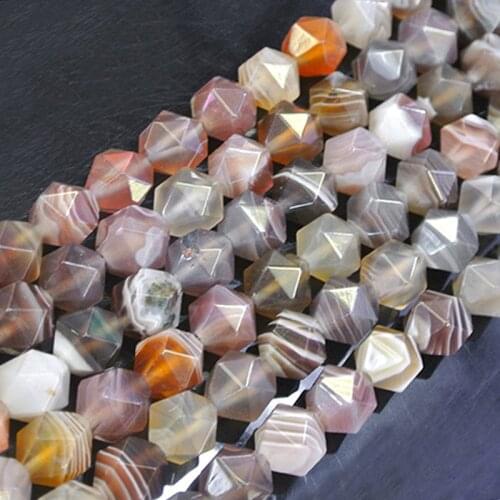 6-10mm Natural Round Faceted Stripe Brown Botswana Agates Beads For Jewelry Making Beads 15'' Needlework DIY Beads Bracelets