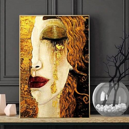 Abstract Gustav Klimt Tear Canvas Painting on Canvas Famous Poster and Print Modern Wall Art Picture for Living Room Home Decor