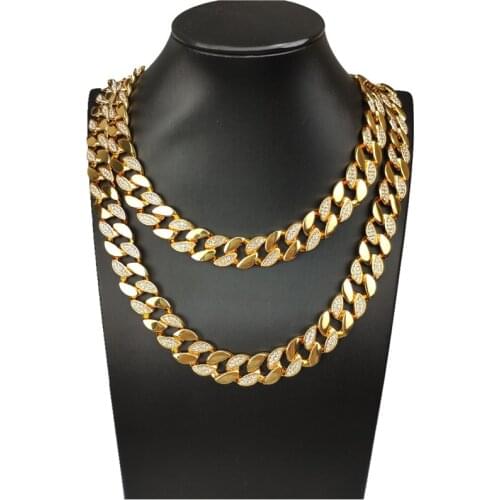 15mm Hip Hop Bling Super Flash Cuban Chain Domineering Necklace Mens Jewelry