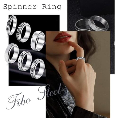 Dropshipping Spinner Rings for Women Men Stainless Steel Promise Fidget Band Rings Set Sun Moon Star Meditation Rings Boho