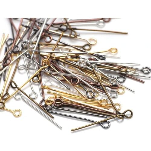 Stainless Steel Heads Eye Flat Head Pin Metal 20 24 30mm Eye Pins Findings For Diy Jewelry Making Jewelry Accessories Supplies