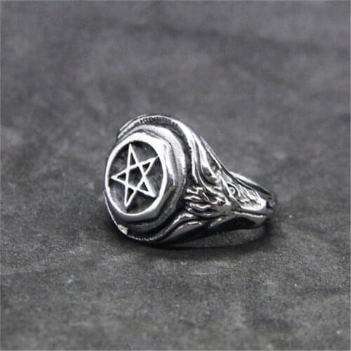 Rany&Roy Newest Animal Head Star Ring 316L Stainless Steel Jewelry Fashion Band Party Pentagram Ring