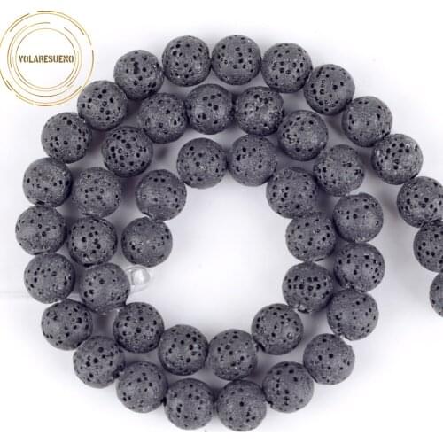 A+ Natural Stone Genuine Lava Beads Round Volcanic Rock Mineral Beads For Jewelry Making DIY 7 Chakras Bracelet Accessory 6-12mm