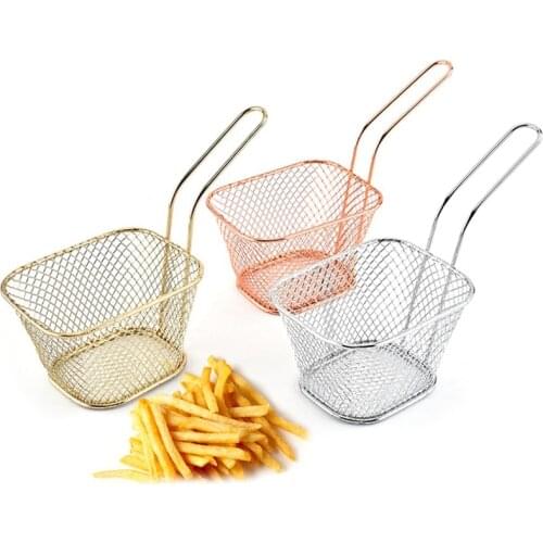 Stainless Steel Chips Fryer Mini Frying Basket Portable French Fries Cooking Tool Chef Kitchen Colander Tools Strainer Fryer