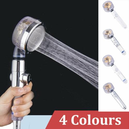 Gold Propeller Hand-Held Pressurized Rain Shower Head ABS Plastic 360 Rotation Silver Water Saving Spray Nozzle Bathroom Fixture