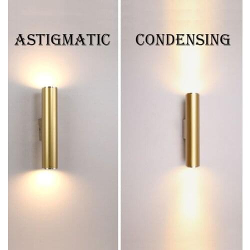 Wall Light Gold Tube Design lights Plating Aluminium Cover LED Sconce Light Hallway Coffee Shop Indoor Up and Down Light