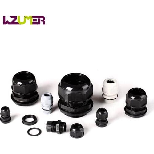 Pasacable Waterproof Cable Gland 10pcs Cable entry IP68 PG7 for 3-6.5mm PG9 PG11 PG13.5 PG16 White Black Nylon Plastic Connector