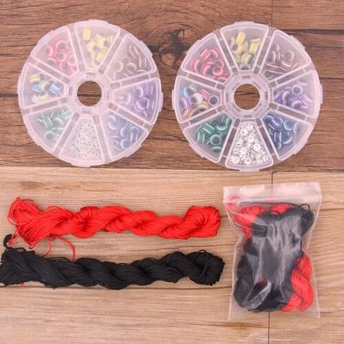 1Box 2 Styles New Mix Color Demon Eyeball Charm Kit Spacer Beads Korean Wax Thread For DIY Jewelry Bracelet Necklace Making Box