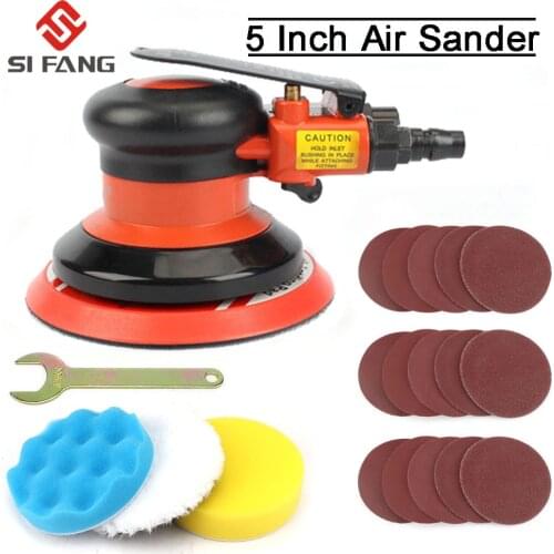 5 Inch Pneumatic Air Sander Polisher Tool 125MM Polishing Random Orbital Palm Machine Grinder for Car Paint Care Rust Removal