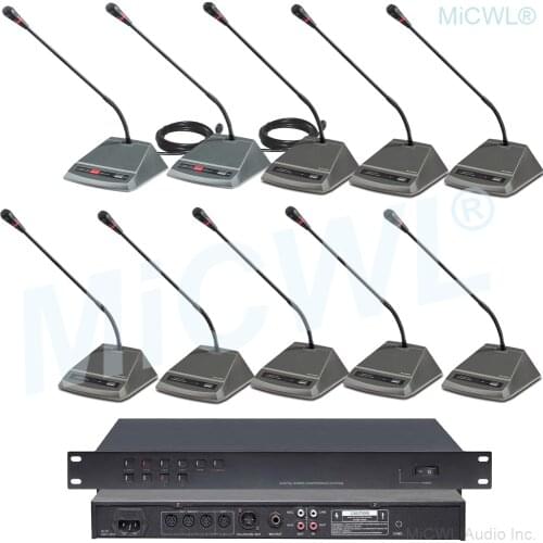 Pro 12 Desktop Gooseneck Digital Conference Microphones System 1 President 11 Delegate Table Unit MiCWL A350M-A04