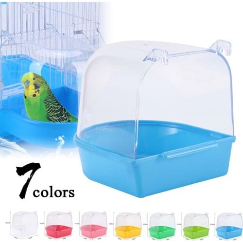 Bird Bath Bathtub Bath Box Bird Cleaning Tool Cage Accessories Parrot Bath Transparent Plastic Hanging Tub Shower Hanging Decor