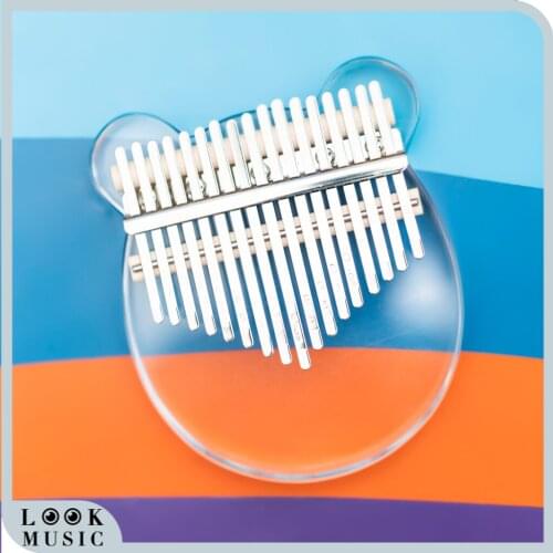 Clear Kalimba 17 Keys Engraved With Notes Bear Shaped Thumb Piano Solid Finger Piano Cute Kalimba With Hammer Case Gifts