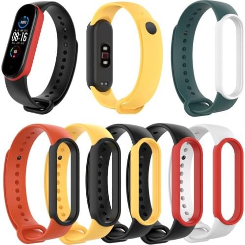 Dual Color Silicone Strap Replacement for Xiaomi Mi Smart Band 5 5 NFC