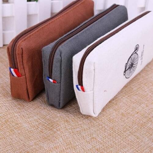 Retro Towers Linen Paris Stylish Pencil Case Pencil Bag Paris Style Pencil Cases Stationery Material Students Office Supplies