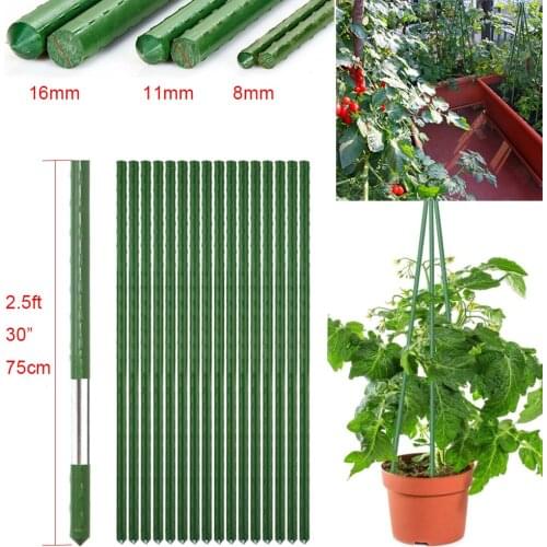 30”（75cm） Length Plant Stakes Gardening Pillar Plastic Coated Steel Pipe For Supporting Climbing Plants Flowers and Vegetables