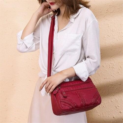 Multi-pocket Messenger Bag High Quality Soft PU Leather Shoulder Bags Casual Crossbody Bags For Women 2021 Bolsa Feminina