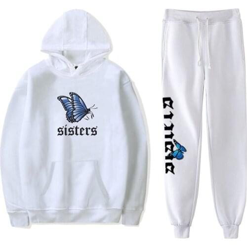 James Charles Blue Butterfly SISTERS Logo Hoodies Sweatshirt Suits Winter Hoodies+jogger Pants Stylish Fashion Piece Pullover