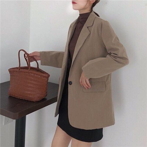Vintage Single Breasted Office Ladies Blazer Long Sleeve Loose Houndstooth Suit Coat Jacket Women blazers Female