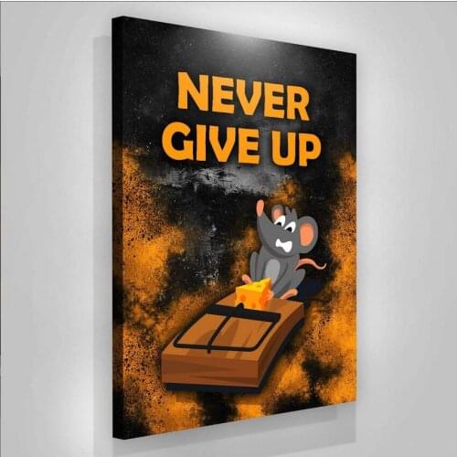 Wall Art Prints Never Give Up Motivational Canvas Success Words Quotes Painting Posters Picture For Home Bedroom Living Office