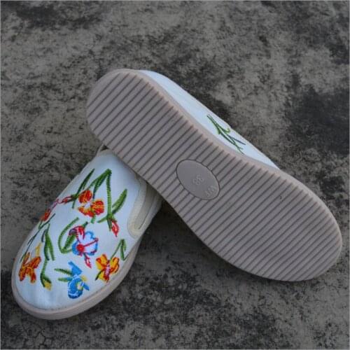 Yunnan Dali City Ethnic Style Embroidered Blue Grass shoes soft bottom casual pregnant womens shoes linen Cotton Hanfus Shoes