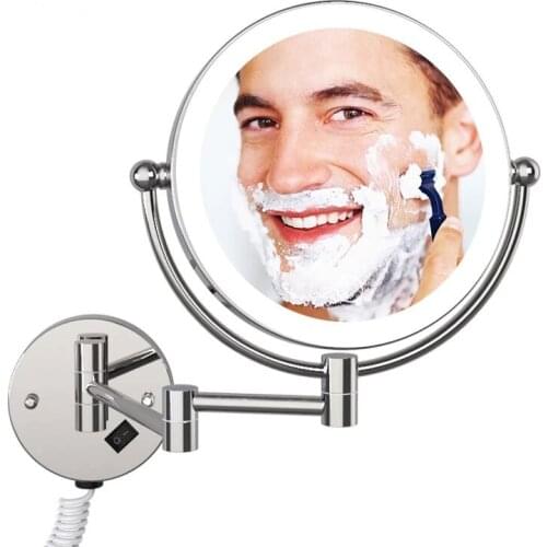 Led Wall Mounted Bathroom Mirror 8 Inch 5X Magnifying Illuminated Makeup Mirror EU/US Plug Bath Vanity Cosmetic Mirror