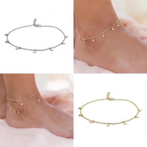 BOAKO Foot Jewelry 2021 Tobillera 925 Sterling Silver Summer Beach Bracelet Lge Chain Women Female Star Ankle Bracelets