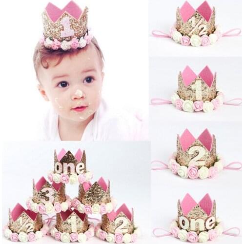 1pcs Children Rose Crown Digital Hair Band Baby birthday Party Show Photo Headdress Infant Headbands hair accessories