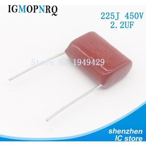 10PCS/Lot 450V 2.2uF CBB Polypropylene Film Capacitor Pitch 20mm 225 2.2uF 450V NEW