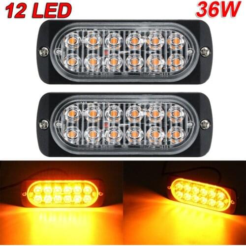 12 LED Bright lights Amber Bar Beacon Equipment Truck Auto Bulb Hazard