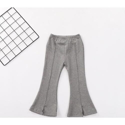 2020 Girl Cotton Pants Toddler Kids Baby Girls Bell Bottom Wide Leg Stretch Boot Cut Pants Long Trousers 4228