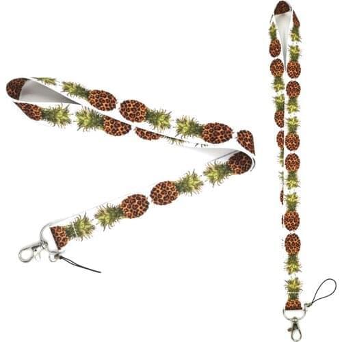 24pcs Leopard pineapple Neck Strap Lanyard keychain Mobile Phone Strap ID Badge Holder Rope Keyrings cosplay Accessories ribbons