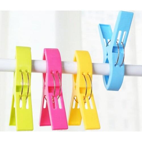4pcs Large Bright Colour Clothes Clip Plastic Beach Towel Pegs Clothespin Clips To Sunbed Multicolor
