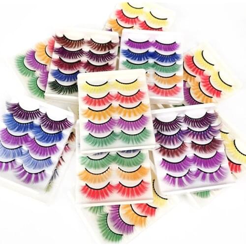 5 Pairs Colorful False Eyelash Craft Mink Imitation Lashes Bulk Wholesale Cn(origin) 5pairs YOMENS