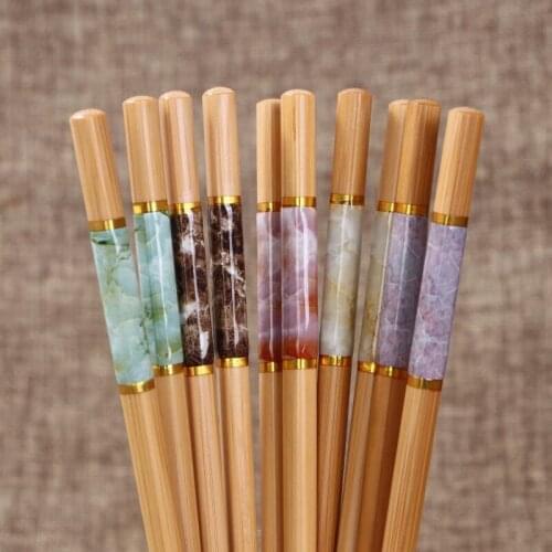 5 pairs of Chinese sushi rice chopsticks chopsticks set marble non-slip bamboo wood kitchen tableware tableware set gift