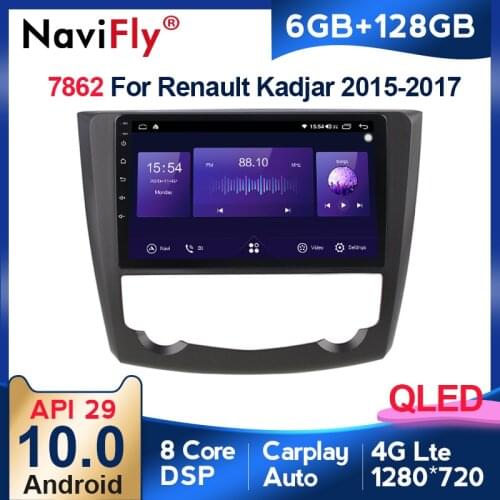 NaviFly 7862 6GB+128GB QLED Screen 1280*720 Android 10 Car Radio Audio Multimedia Player For Renault Kadjar 2015 2016 2017