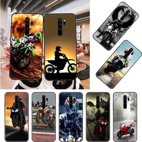 Phone Case For Xiaomi Redmi Note 8 8T 7 7A 9 9A 9S 8A 4 5 6 Pro Black Cover Hoesjes Trend Funda Luxury Moto Cross Motorcycle