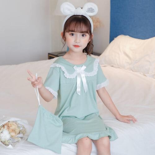 Children Summer Nightdress For Girl Cotton Short Sleeve Baby Princess Pajamas Home Wear Mom And Me Tracksuit