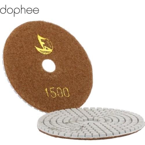 Dophee 1PC 100mm/4" Professional Wet/Dry Granite Concrete Marble Limestone Diamond Polishing Pads Disc Sander Pad Grits #1500