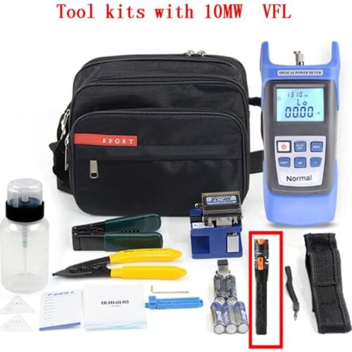 FTTH Fiber Optic Tool Kit fibra optica herramientas with Visual Fault Locator and Power Meter Wire Stripper Fiber Cleaver