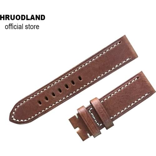 Hruodland Vintage Bracelet Cow Leather Band 22mm For Hruodland Diver Watches Strap Bronze Watchband Replacement Accessories