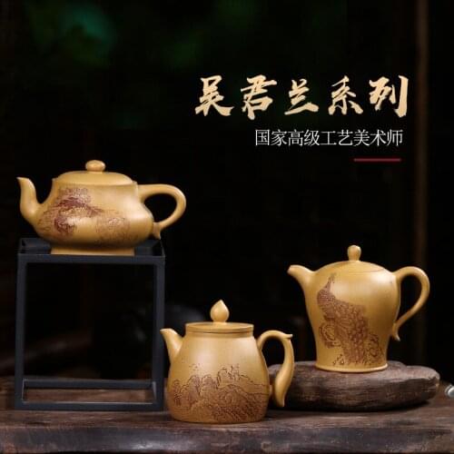 Of the yixing recommended all hand carved painting small capacity gold period of clay teapot collection jack the teapot