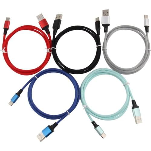 100pcs 1M 3ft 8pin Type C Micro USB Cable Strong Braided Fabric Nylon Braided Charger Cable Cord for Iphone Android Phone