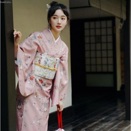 2021 japanese style kimono japanese women kimono yukata print flower cosplay costumes sexy geisha nightclub cos stage costume