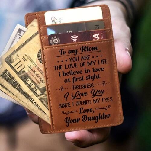 Son to Mom Daughter to Dad Slim RFID Front Pocket Wallet Minimalist Secure Thin Credit Card Holder for