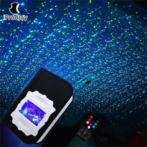 Mini USB Star Laser Projector Portable Car Interior Lighting Decoration Mini Automobile Remote Control RGB Flash Music Dj light